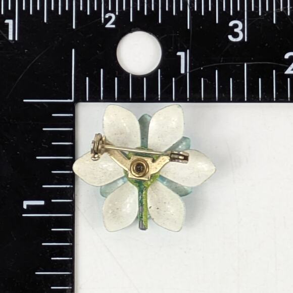 Vtg Blue Brooch Enamel Flower Pin Mid-Century Retro Jewelry 1950s-60s Accessory - Picture 3 of 3